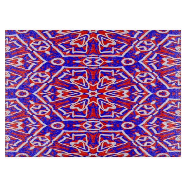 Tabla De Cortar Geometría roja, blanca y azul (Anverso)