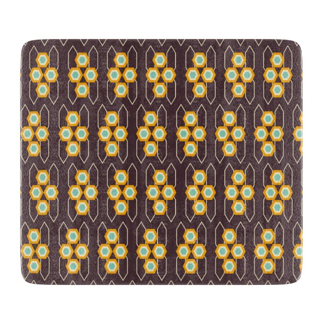 Tabla De Cortar Geometric pattern with orange and blue hexagons (Anverso)