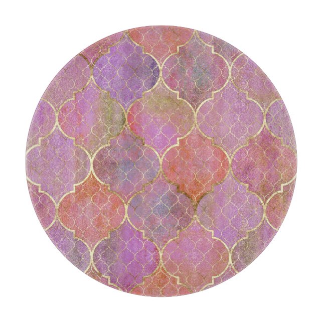 Tabla De Cortar Geométrica abstracta: acuarela dorada marroquí (Anverso)