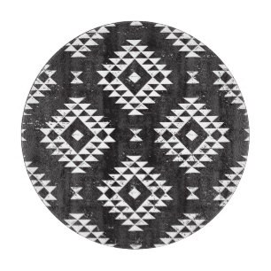 Tabla De Cortar Geométrica Navajo: Tribal Blanco Negro.