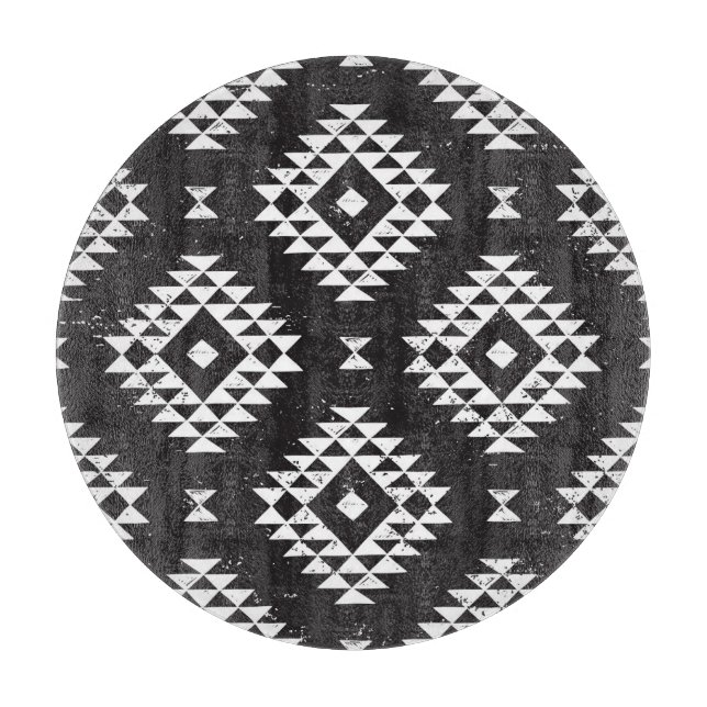 Tabla De Cortar Geométrica Navajo: Tribal Blanco Negro. (Anverso)