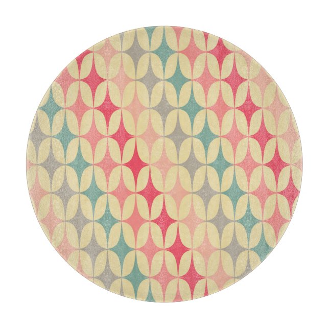 Tabla De Cortar Geométrico Retro: Patrón de cosecha diagonal. (Anverso)