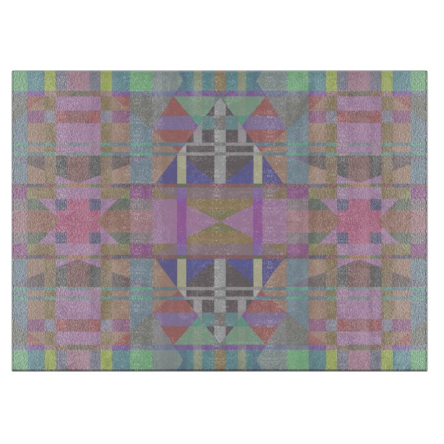Tabla De Cortar Geométrico rosa púrpura verde (Anverso)