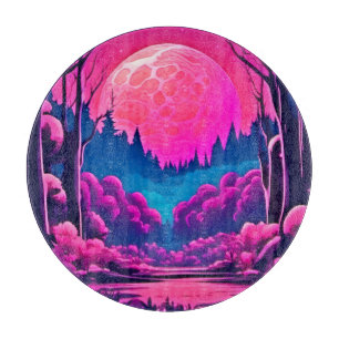 Tabla De Cortar Gigante arte de luna rosada