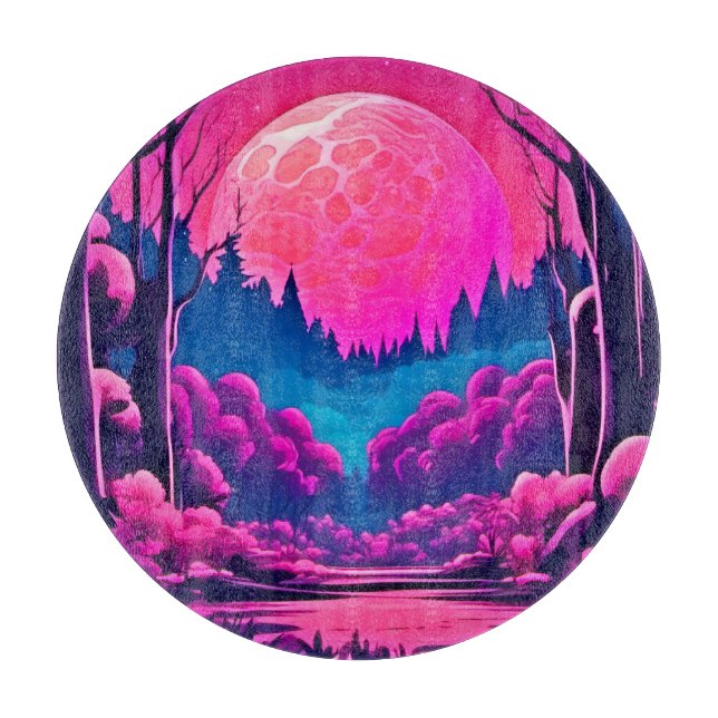 Tabla De Cortar Gigante arte de luna rosada (Anverso)