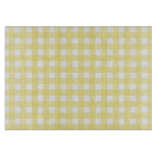 Tabla De Cortar Gingham blanco y amarillo pálido