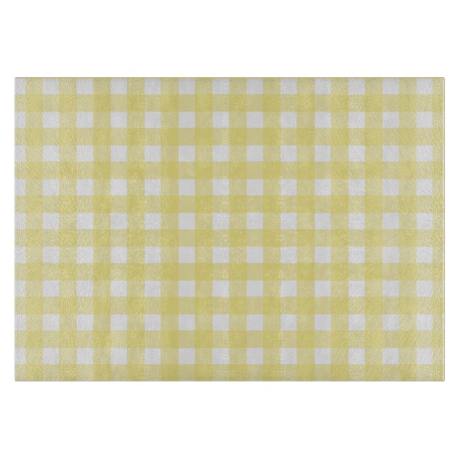 Tabla De Cortar Gingham blanco y amarillo pálido (Anverso)