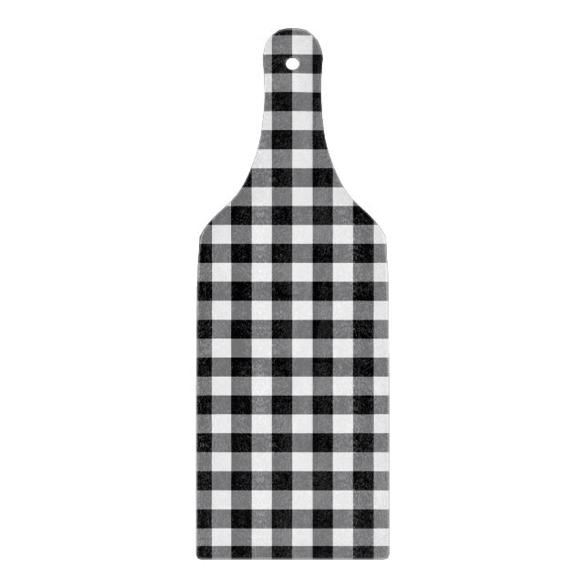 Tabla De Cortar Gingham Blanco Y Negro Moderno (Anverso)
