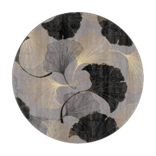Tabla De Cortar Ginkgo de oro elegante, fondo vintage.