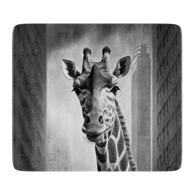 Tabla De Cortar Giraffe en un paisaje urbano (Anverso)