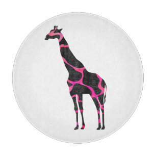 Tabla De Cortar Giraffe Hot Pink and Black Silhouette