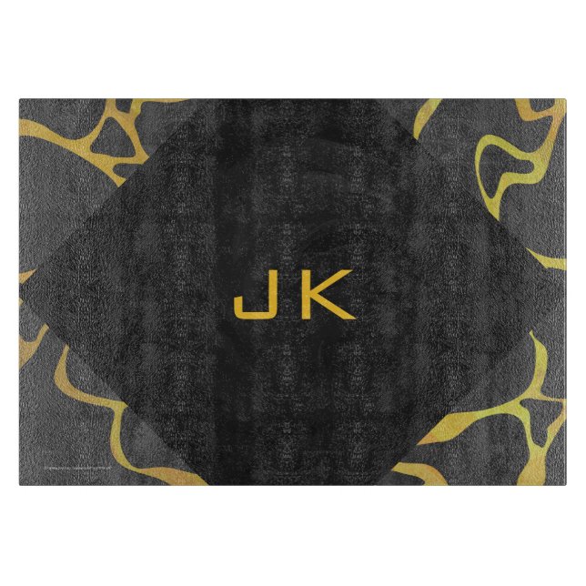 Tabla De Cortar Giraffe Impresión negra y amarilla (Anverso)