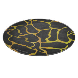 Tabla De Cortar Giraffe Impresión negra y amarilla