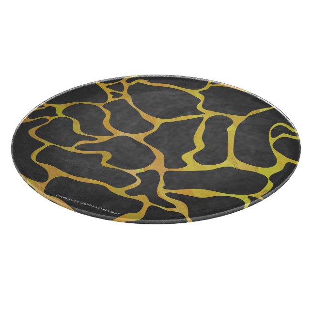 Tabla De Cortar Giraffe Impresión negra y amarilla (Borde)