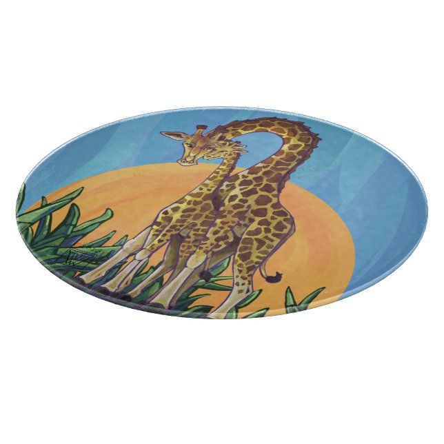 Tabla De Cortar Giraffe Mama y Baby (Borde)