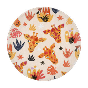Tabla De Cortar Giraffe personalizado: Patrón Floral Savanna