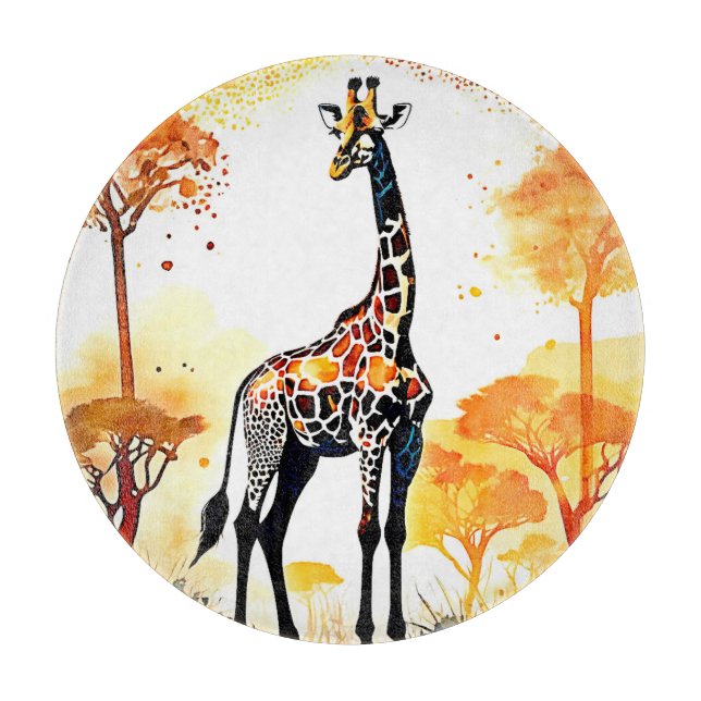 Tabla De Cortar Giraffe Savannah Art (Anverso)