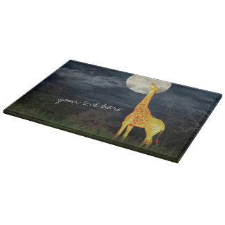 Tabla De Cortar Giraffe y Luna | Tablero de corte de vidrio decora