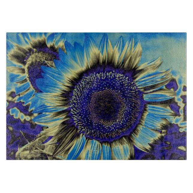 Tabla De Cortar Girasol Azul (Anverso)
