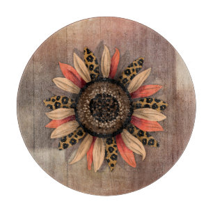 Tabla De Cortar Girasol de Otoño en Madera Rústica de Casa de Camp