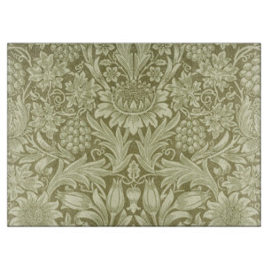 Tabla De Cortar Girasol de William Morris Vintage Damasco de Oliva