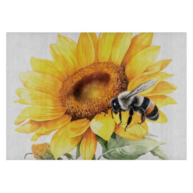 Tabla De Cortar Girasol y Bumblebee (Anverso)