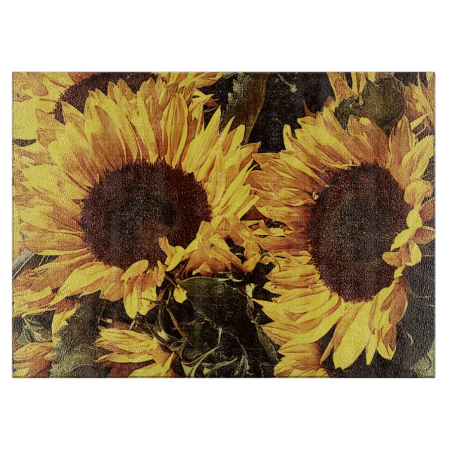 Tabla De Cortar girasoles amarillos brillantes (Anverso)
