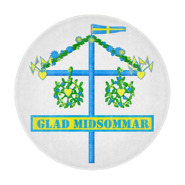 Tabla De Cortar Glad Midsommar, flagstang personalize (Anverso)