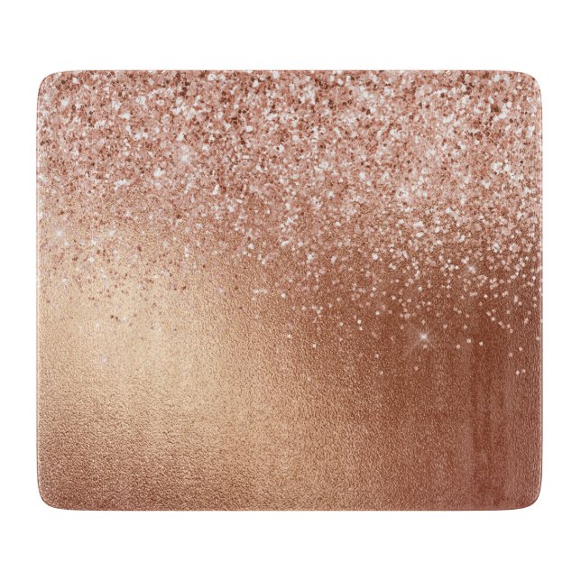 Tabla De Cortar Glam Rosa Gold Purpurina (Anverso)