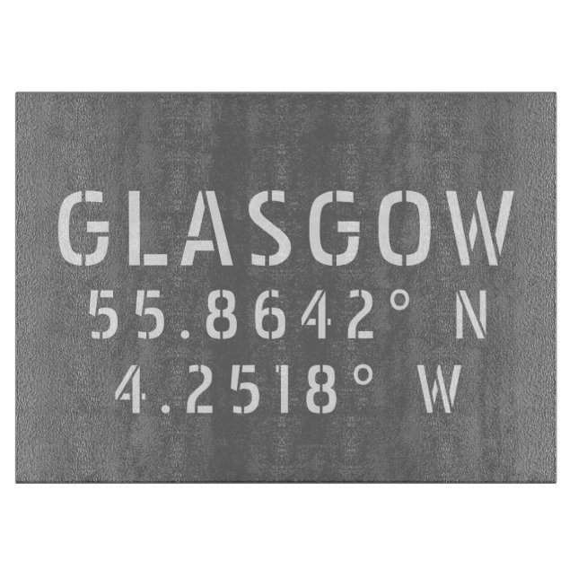 Tabla De Cortar Glasgow Escocia Latitud y longitud (Anverso)
