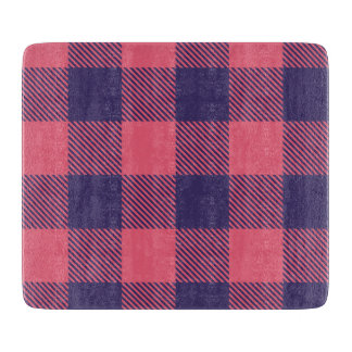Tabla De Cortar Glass Cutting Board Hot Pink Magenta Indigo Plaid