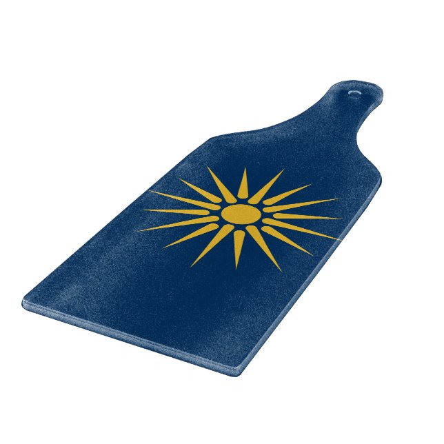 Tabla De Cortar Glass cutting board paddle with flag Macedonia (Borde)