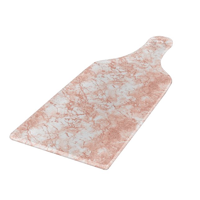 Tabla De Cortar Glass Cutting Board - Rose Gold Marble Pattern (Borde)