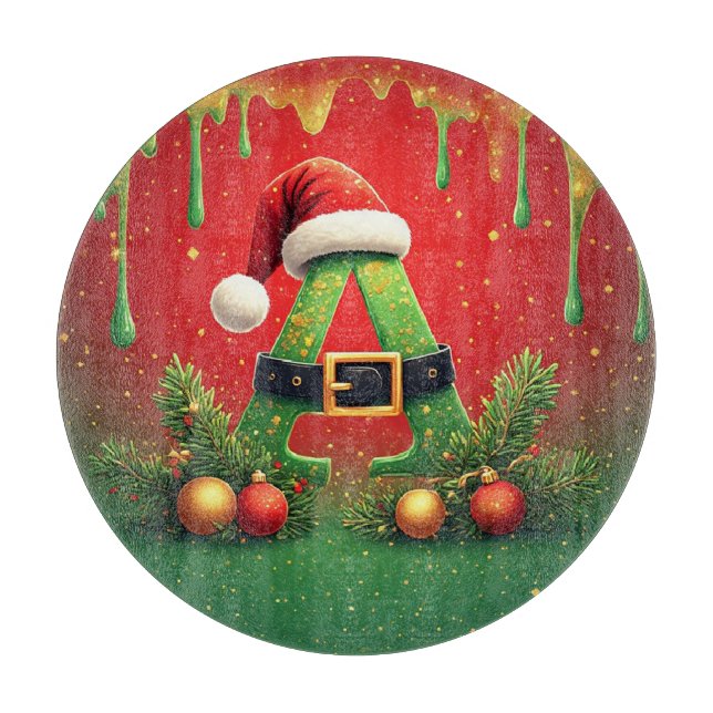 Tabla De Cortar Glitter Dorado A Para Navidad Familiar (Anverso)