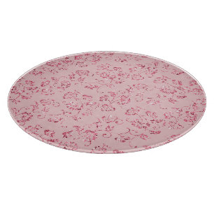 Tabla De Cortar Glitter Floral Rosa Romántico