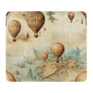 Tabla De Cortar Globo aerostático antiguo paisaje mapa sepia
