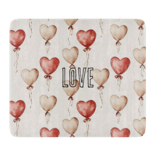 Tabla De Cortar Globos del Corazón de Crema Roja