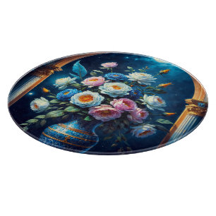 Tabla De Cortar Glorioso ramo floral bajo un cielo iluminado por l