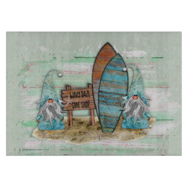 Tabla De Cortar Gnomes de playa Tropical Surfing (Anverso)