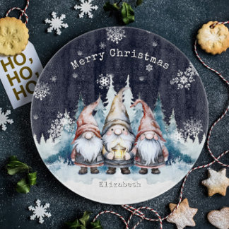 Tabla De Cortar Gnomos de Navidad en Acuarela Personalizados