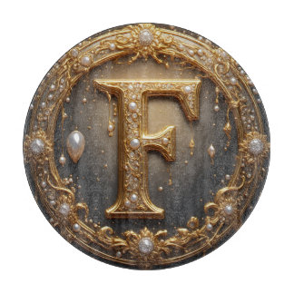 Tabla De Cortar Golden Monogram Initial Letter F