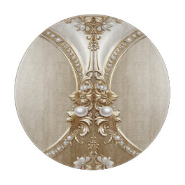 Tabla De Cortar Golden Ornate Frame with Pearls Cutting Board