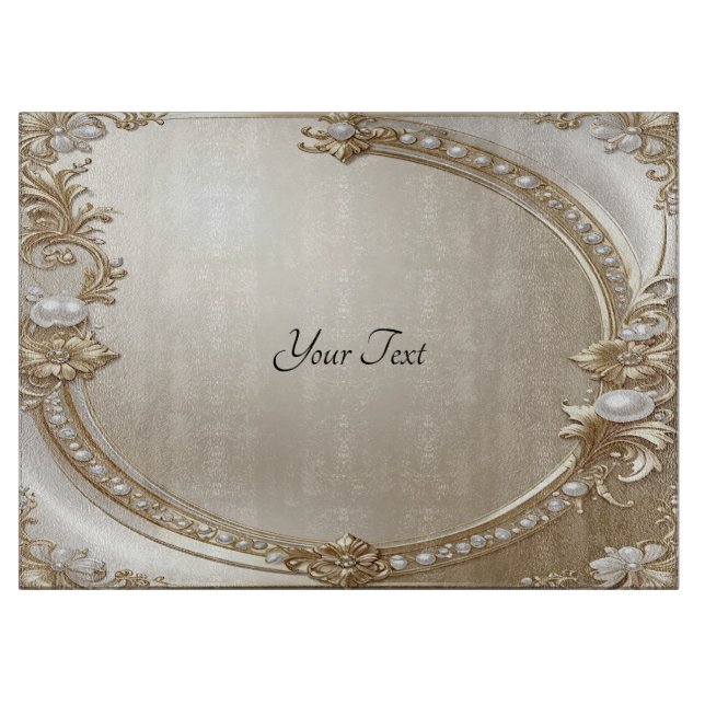 Tabla De Cortar Golden Ornate Frame with Pearls Cutting Board (Anverso)