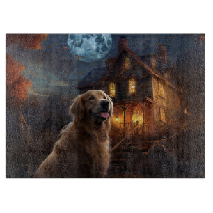 Tabla De Cortar Golden Retriever Halloween Aterrador