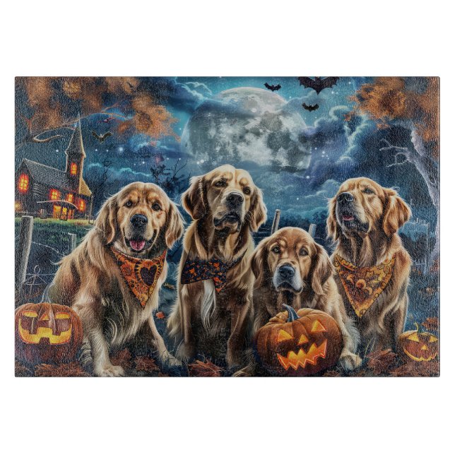 Tabla De Cortar Golden Retriever Halloween Spooky (Anverso)