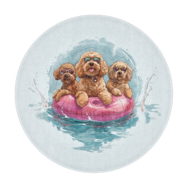 Tabla De Cortar Goldendoodle Dogs Verano Pineapple Float (Anverso)