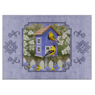 Tabla De Cortar Goldfinches & Cute Aves Lavanda