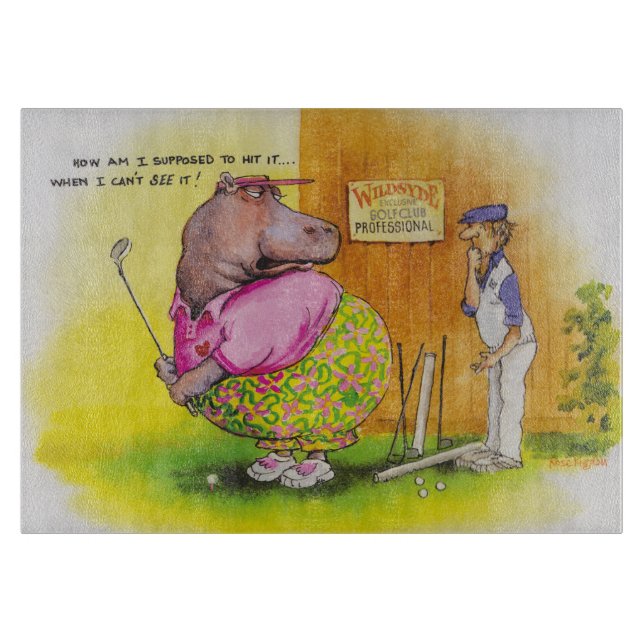 Tabla De Cortar golf gordo del hipopótamo (Anverso)