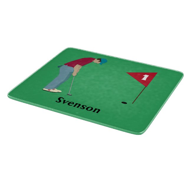 Tabla De Cortar Golfer verde Poniendo bola de golf (Borde)
