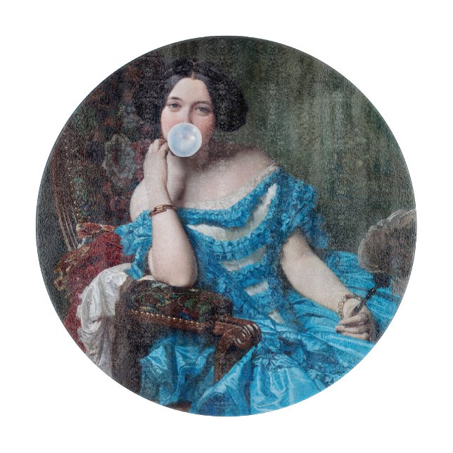 Tabla De Cortar Goma de burbuja Diva en satén azul (Anverso)